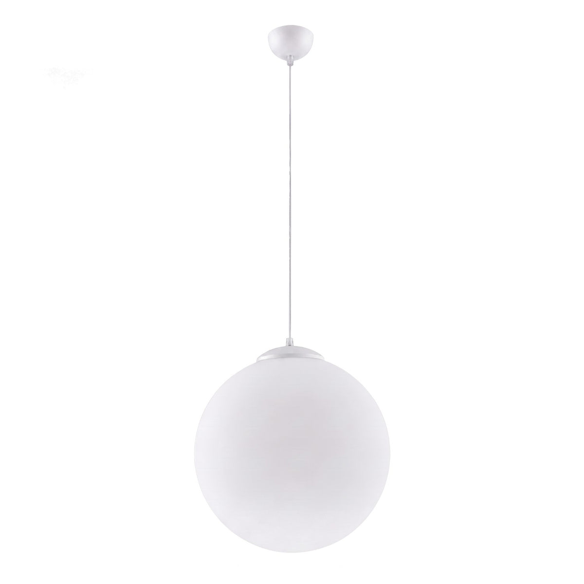 Suspension boule Ugo verre blanc 40 cm E27, finition laque blanche