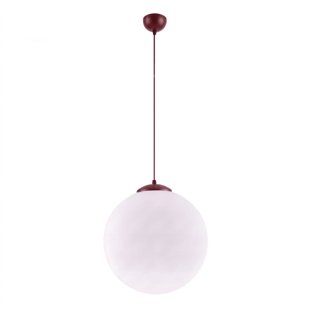Suspension boule Ugo verre blanc 40 cm E27, finition laque bordeaux