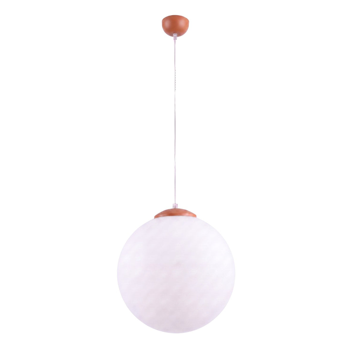 Suspension boule Ugo verre blanc 40 cm E27, finition laque rouge ocre