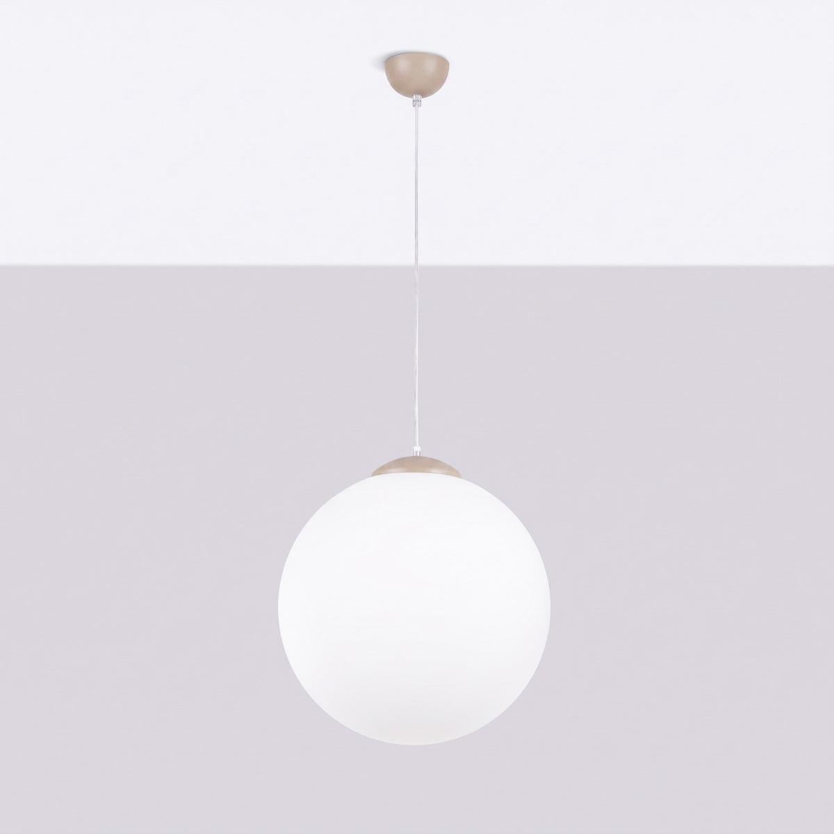Suspension boule Ugo verre blanc 40 cm E27, finition laque taupe, vue 2