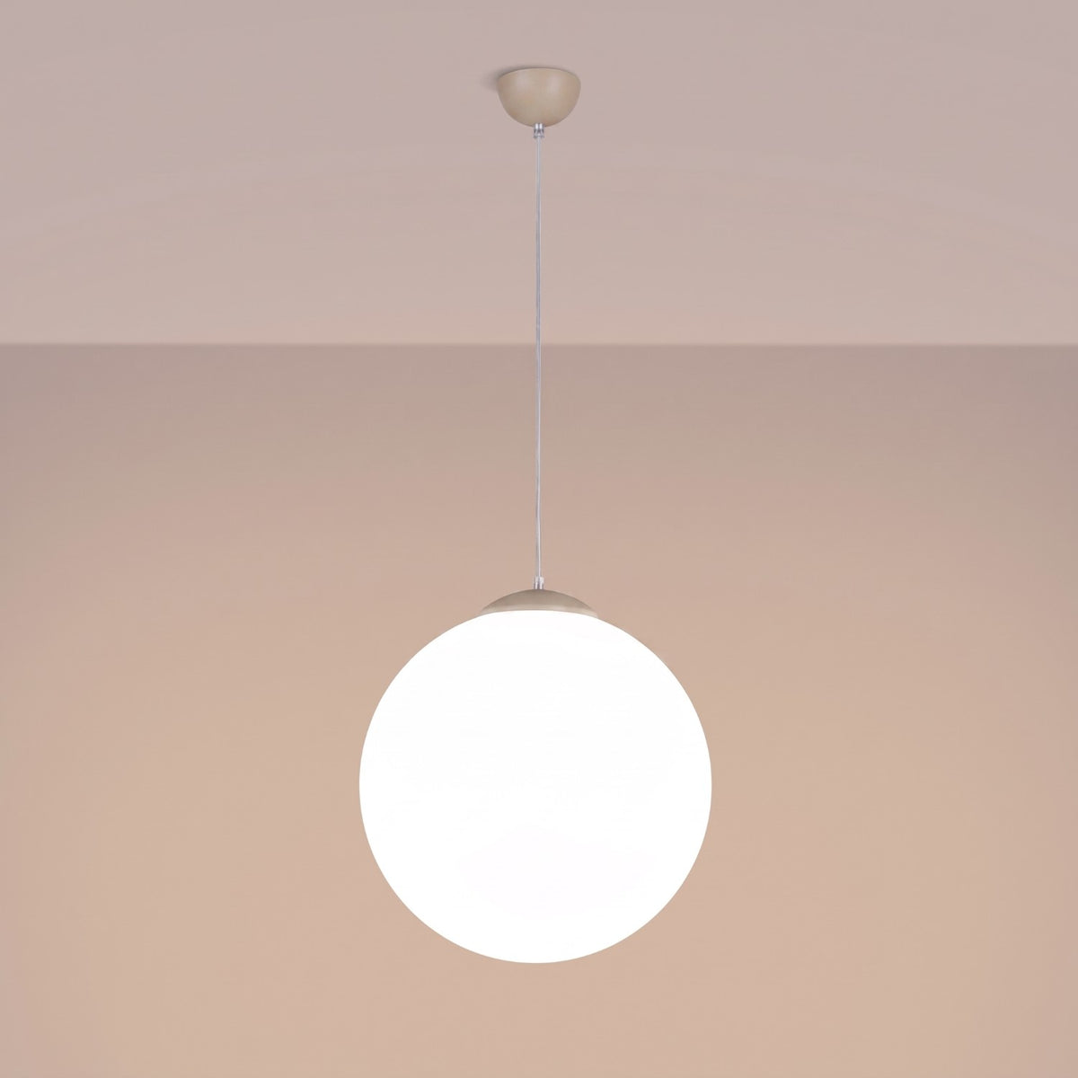 Suspension boule Ugo verre blanc 40 cm E27, finition laque taupe, vue 3