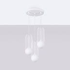 Suspension Brina 3 en grappe cage métal blanc G9 de profil