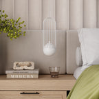 Suspension Brina 3 en ligne cage métal blanc G9, ambiance chaleureuse
