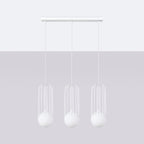 Suspension Brina 3 en ligne cage métal blanc G9 de profil