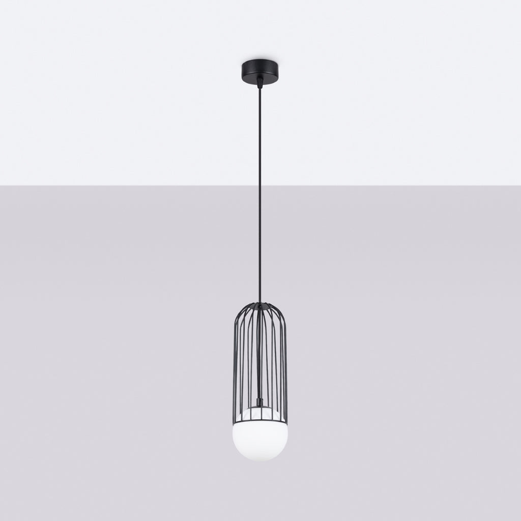 Suspension Brina cage métal noir G9 de profil