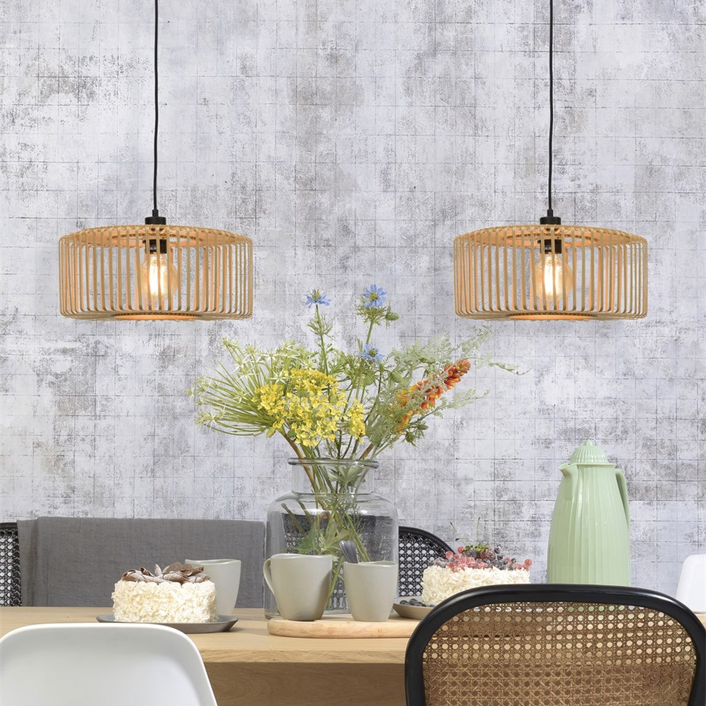 Suspension Bromo bambou naturel 40 cm E27, vue 3