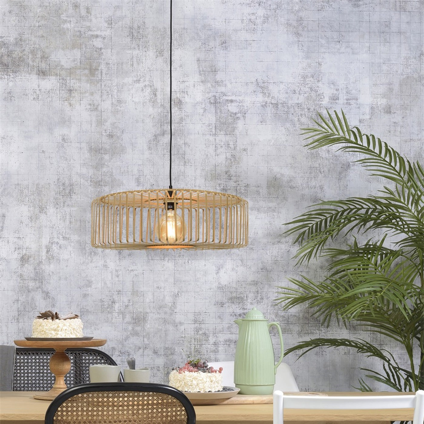 Suspension Bromo bambou naturel 60 cm E27, vue 2