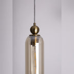 Suspension Campanila laiton et verre ambré E27, vue 2