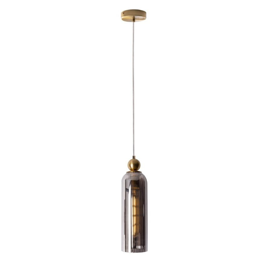 Suspension Campanila laiton et verre fumé E27