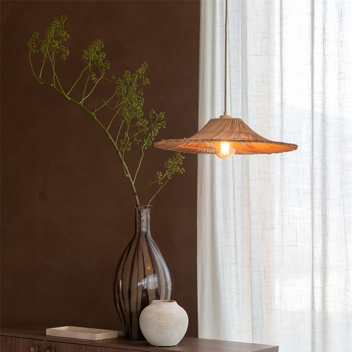 Suspension Cancun rotin naturel 53 cm E27, vue 4