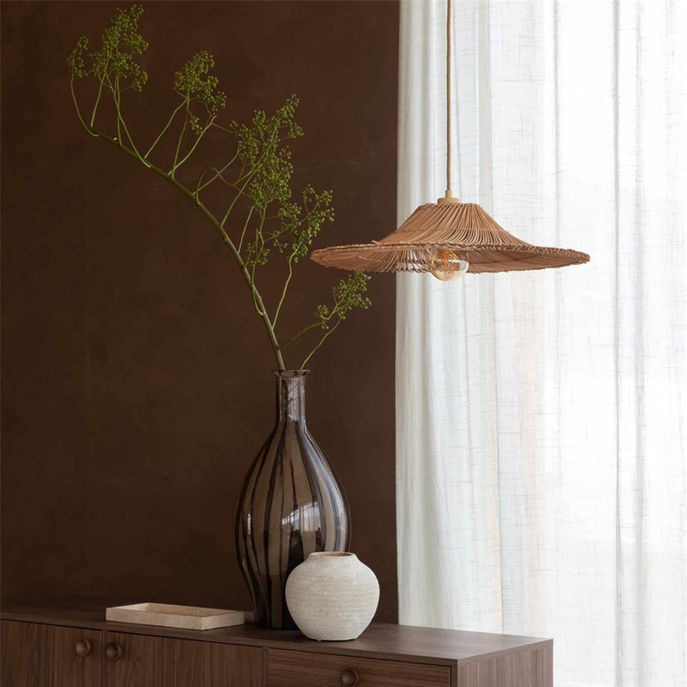 Suspension Cancun rotin naturel 53 cm E27, vue 5