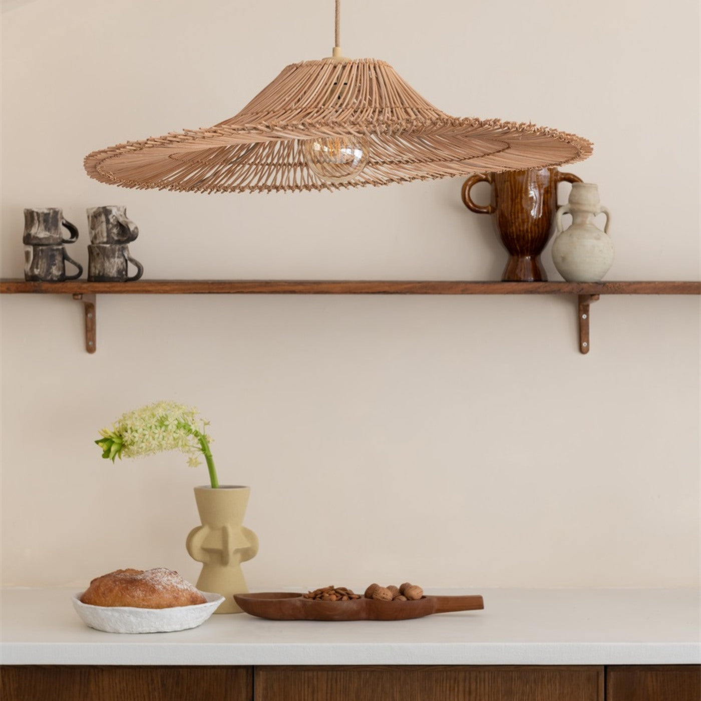 Suspension Cancun rotin naturel 70 cm E27, vue 2