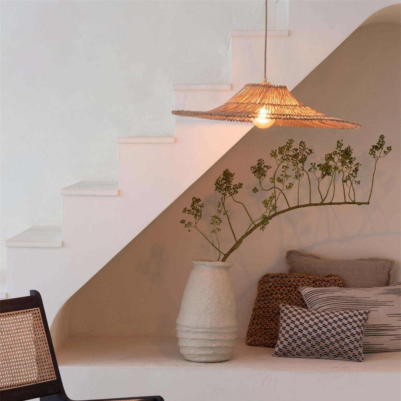 Suspension Cancun rotin naturel 70 cm E27, vue 3