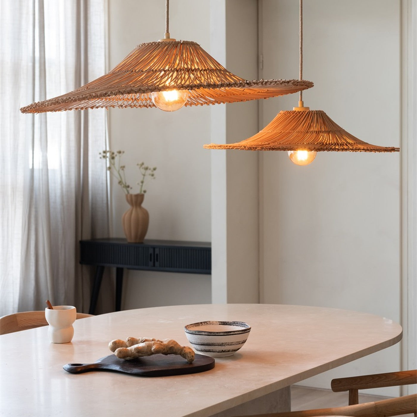 Suspension Cancun rotin naturel 70 cm E27, vue 5