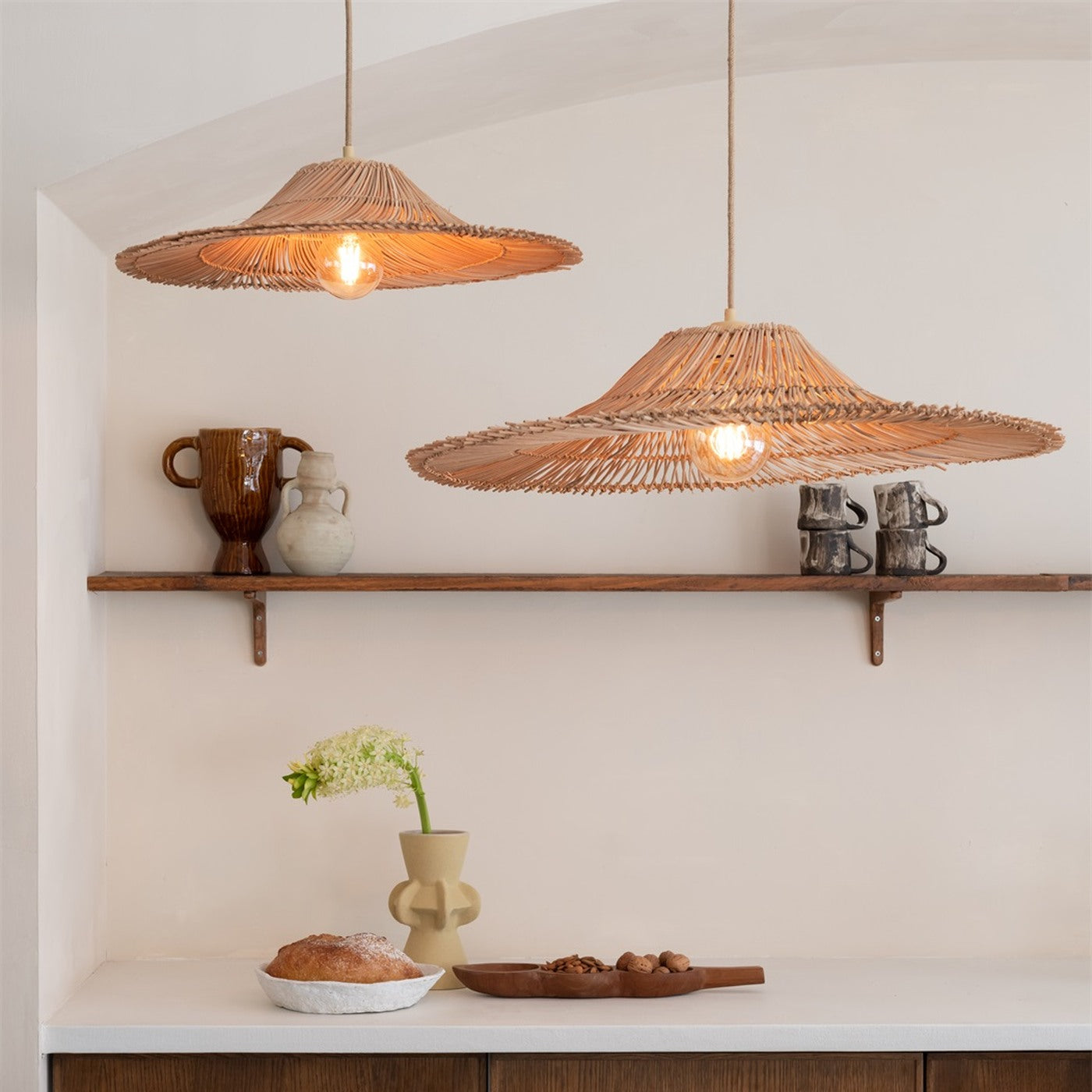 Suspension Cancun rotin naturel 70 cm E27, vue 7