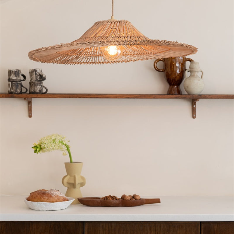 Dimensions Suspension Cancun rotin naturel 70 cm E27