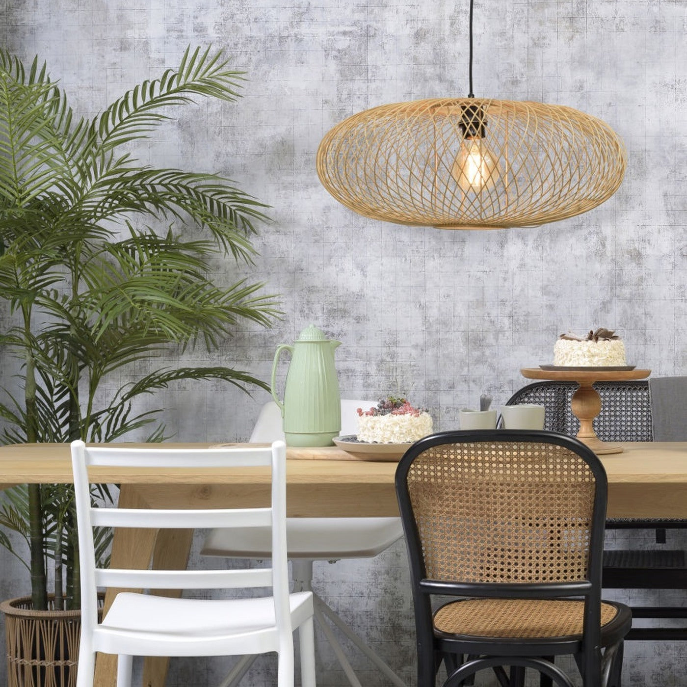 Suspension Cango bambou naturel ellipse 60 cm E27, vue 2