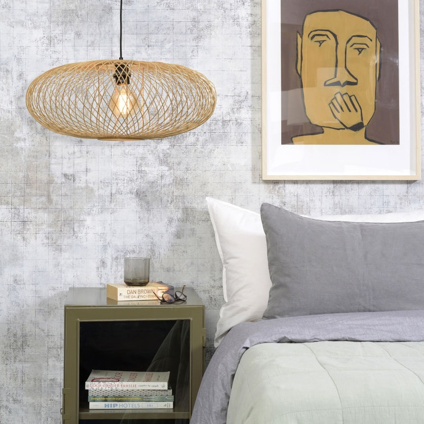 Suspension Cango bambou naturel ellipse 60 cm E27, vue 5