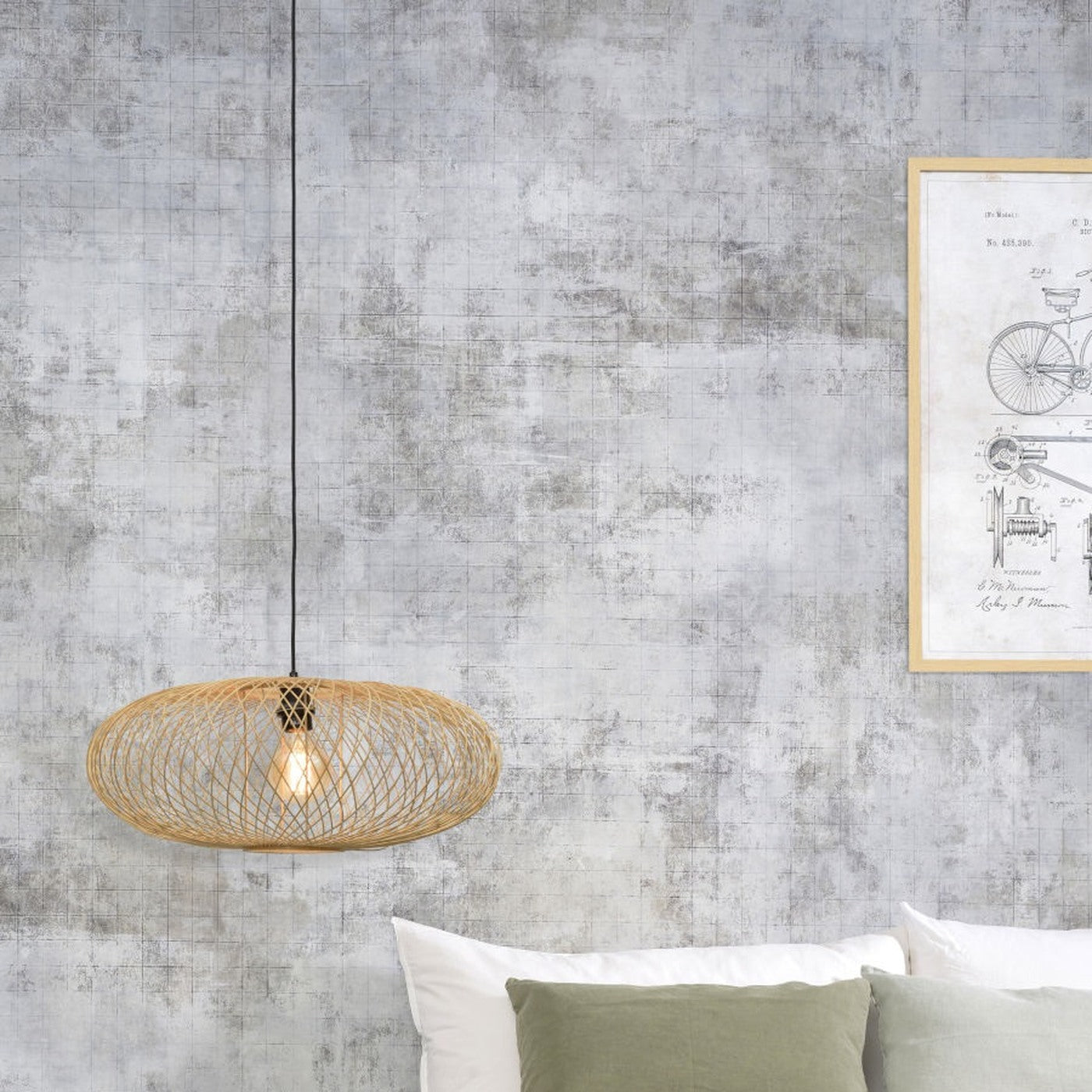 Suspension Cango bambou naturel ellipse 60 cm E27, vue 6