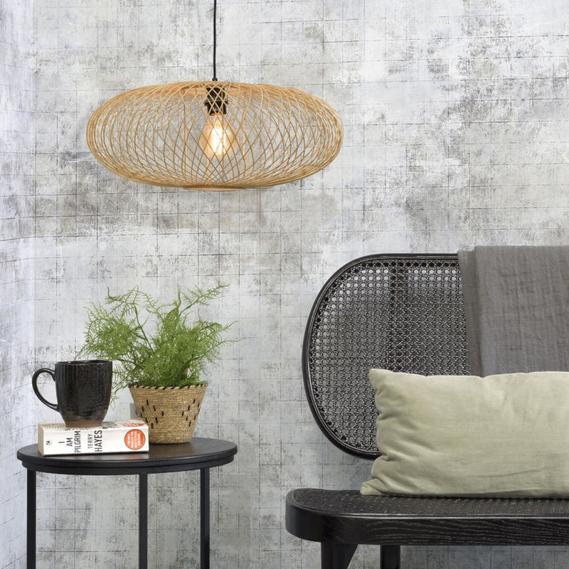 Dimensions Suspension Cango bambou naturel ellipse 60 cm E27