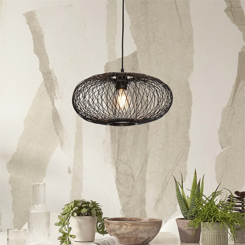 Dimensions Suspension Cango bambou noir 40 cm E27