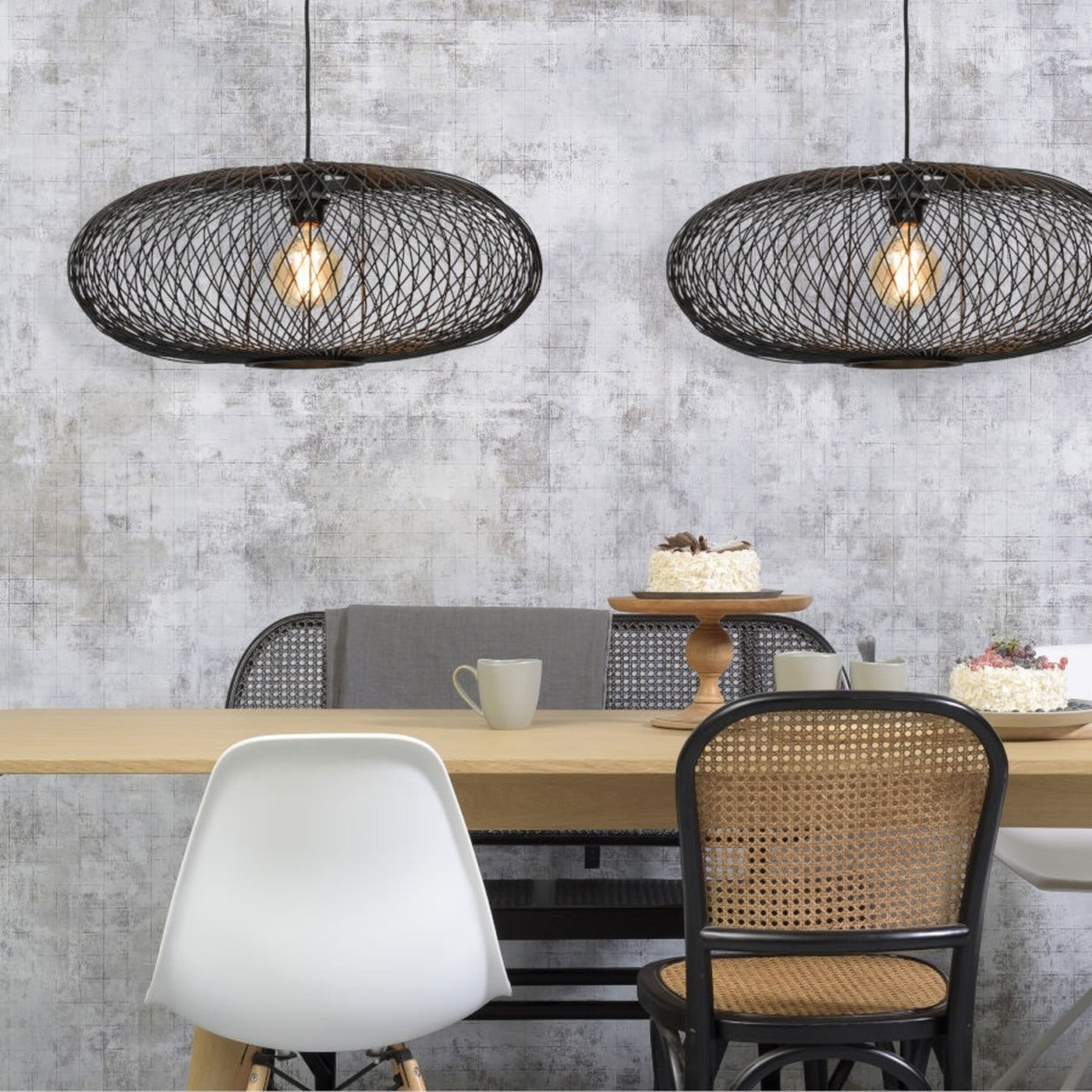 Suspension Cango bambou noir ellipse 60 cm E27, vue 2