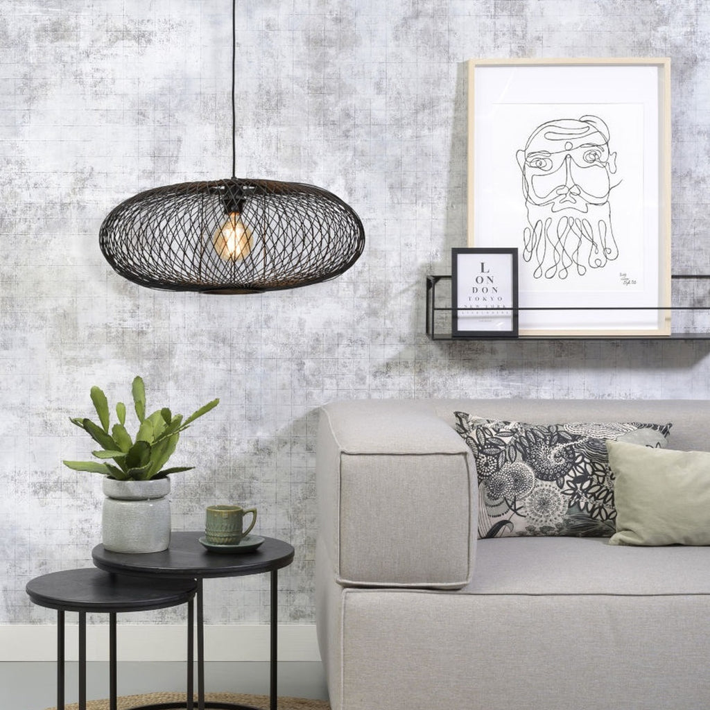Suspension Cango bambou noir ellipse 60 cm E27, vue 3