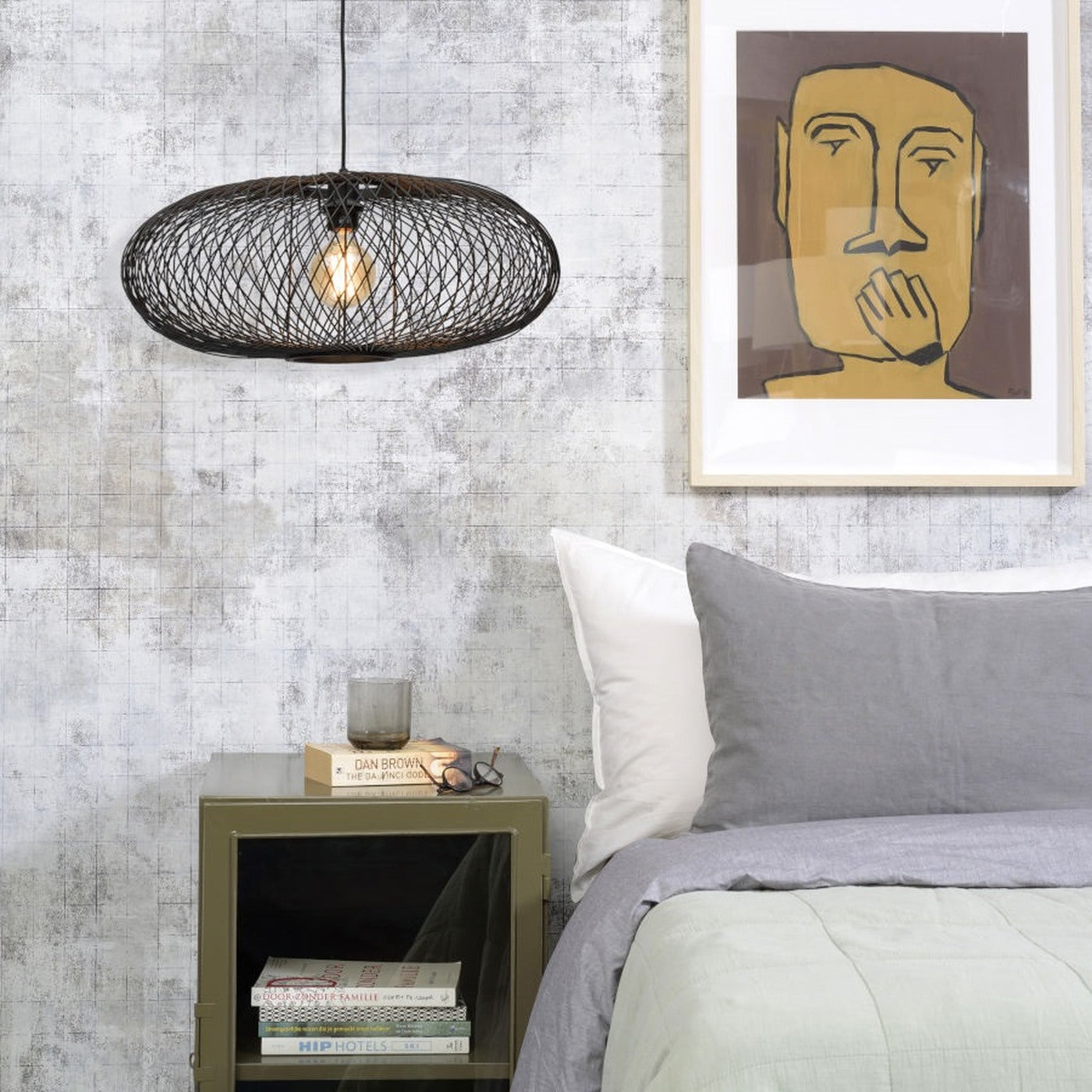 Suspension Cango bambou noir ellipse 60 cm E27, vue 4