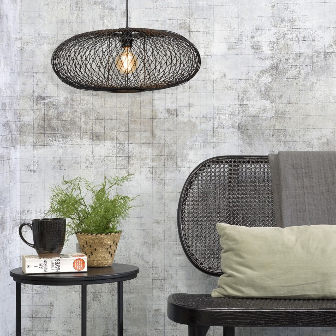 Suspension Cango bambou noir ellipse 60 cm E27, vue 6