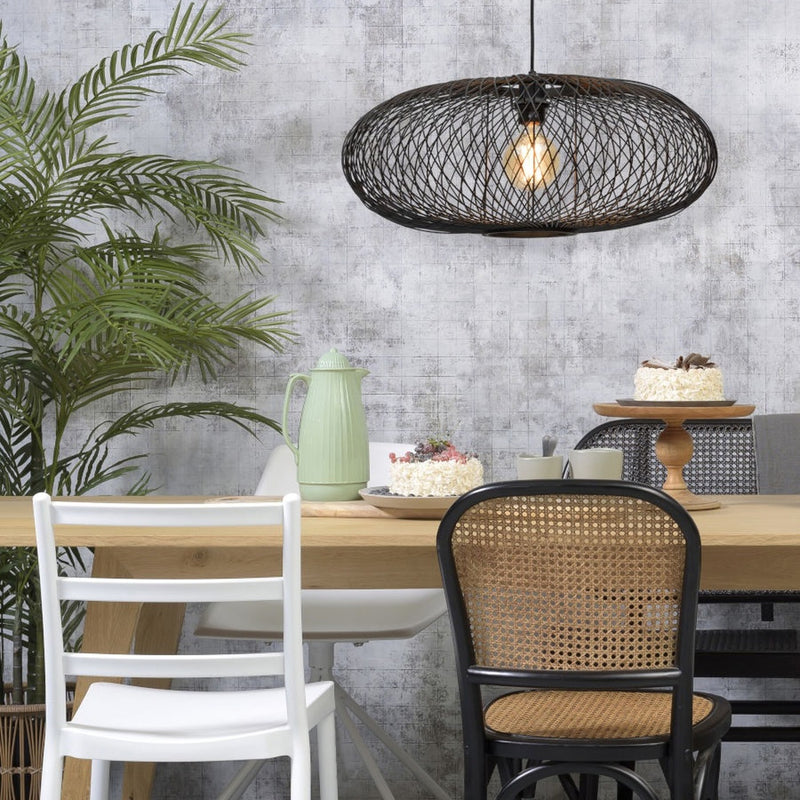 Dimensions Suspension Cango bambou noir ellipse 60 cm E27