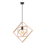 Suspension Caro cadre géométrique bois naturel E27