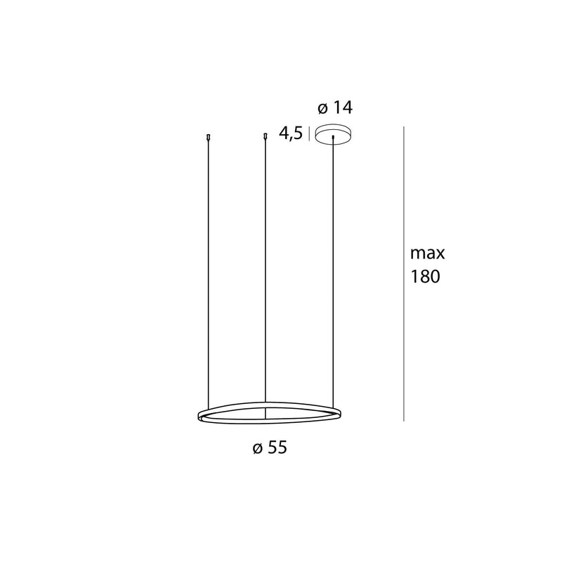 Dimensions Suspension Cayenne 60 cm noire brossée à variateur