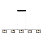 Suspension Cholet rampe 5 lumières verre fumé 125 cm vue de face