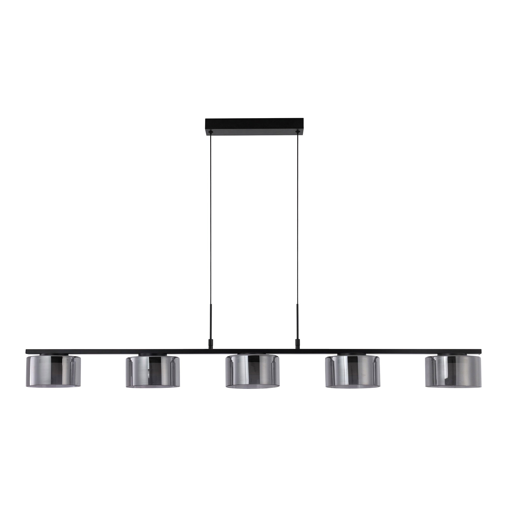 Suspension Cholet rampe 5 lumières verre fumé 125 cm