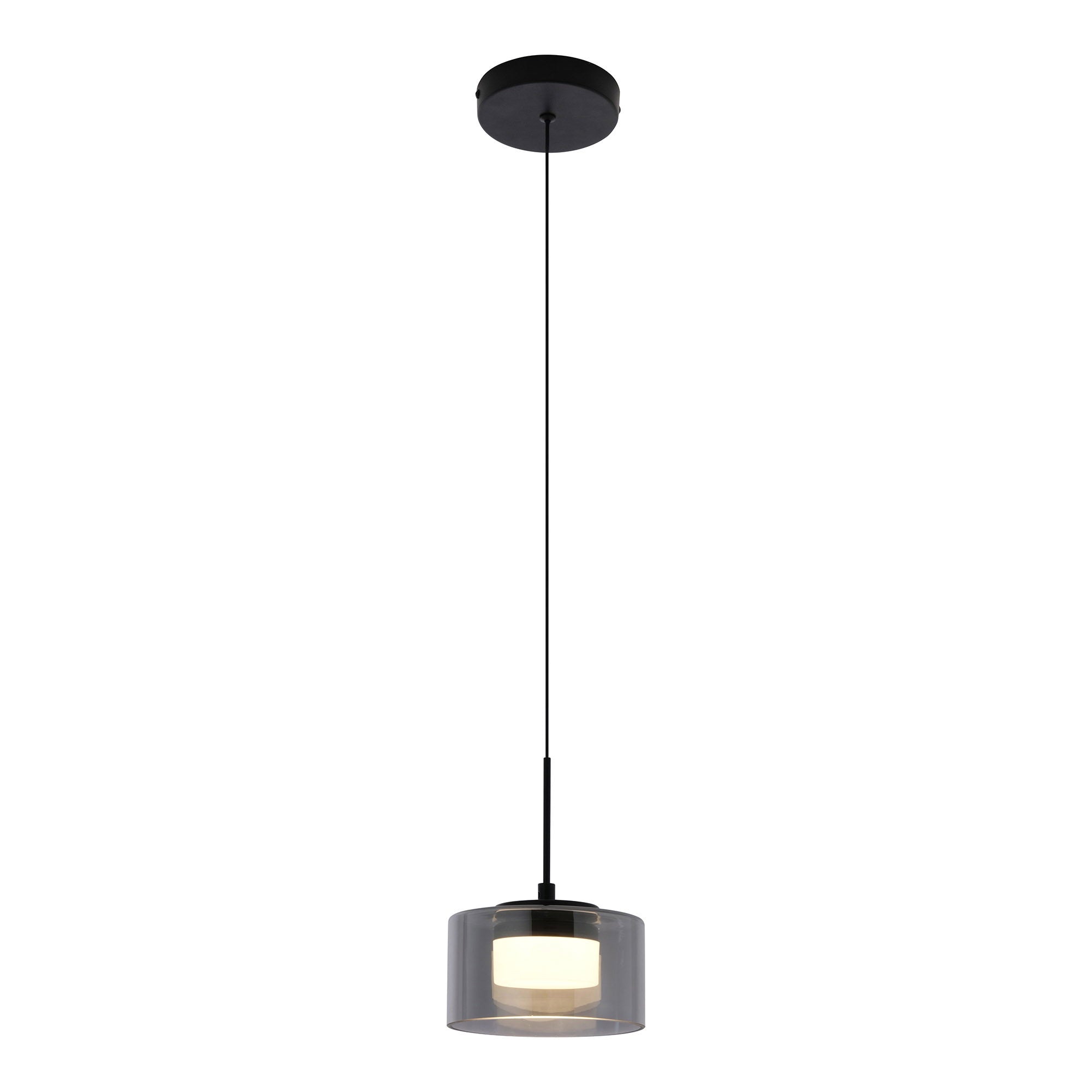 Suspension Cholet verre fumé simple 15 cm vue de face
