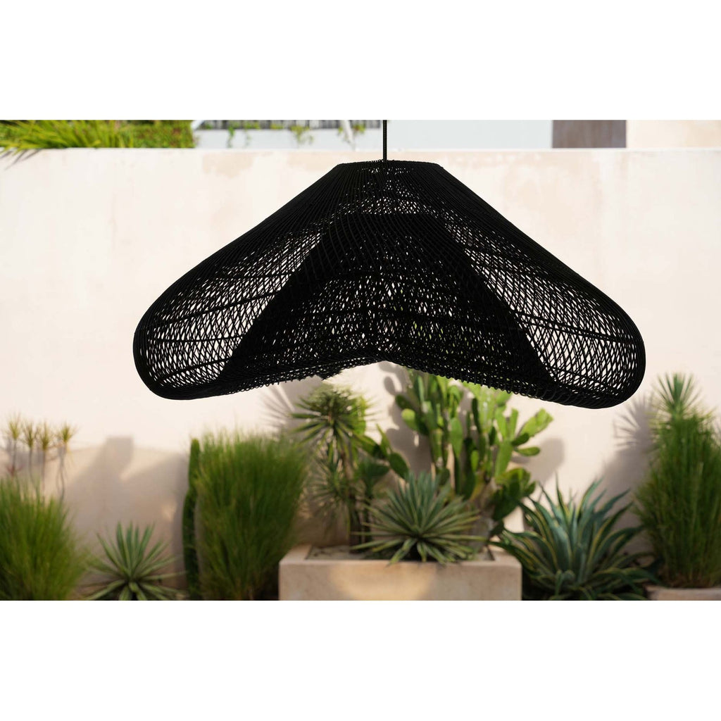 Abat-jour de suspension Cloud en rotin noir 120 cm, vue 3