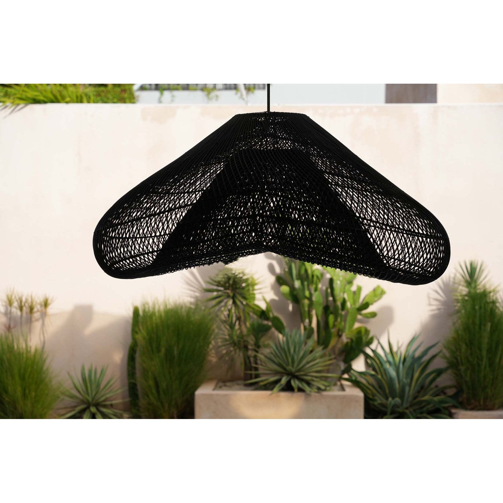 Abat-jour de suspension Cloud en rotin noir 120 cm, vue 3