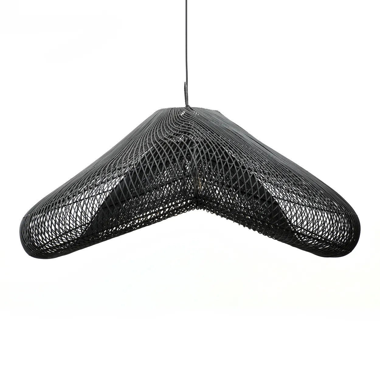 Abat-jour de suspension Cloud en rotin noir 120 cm, vue 5