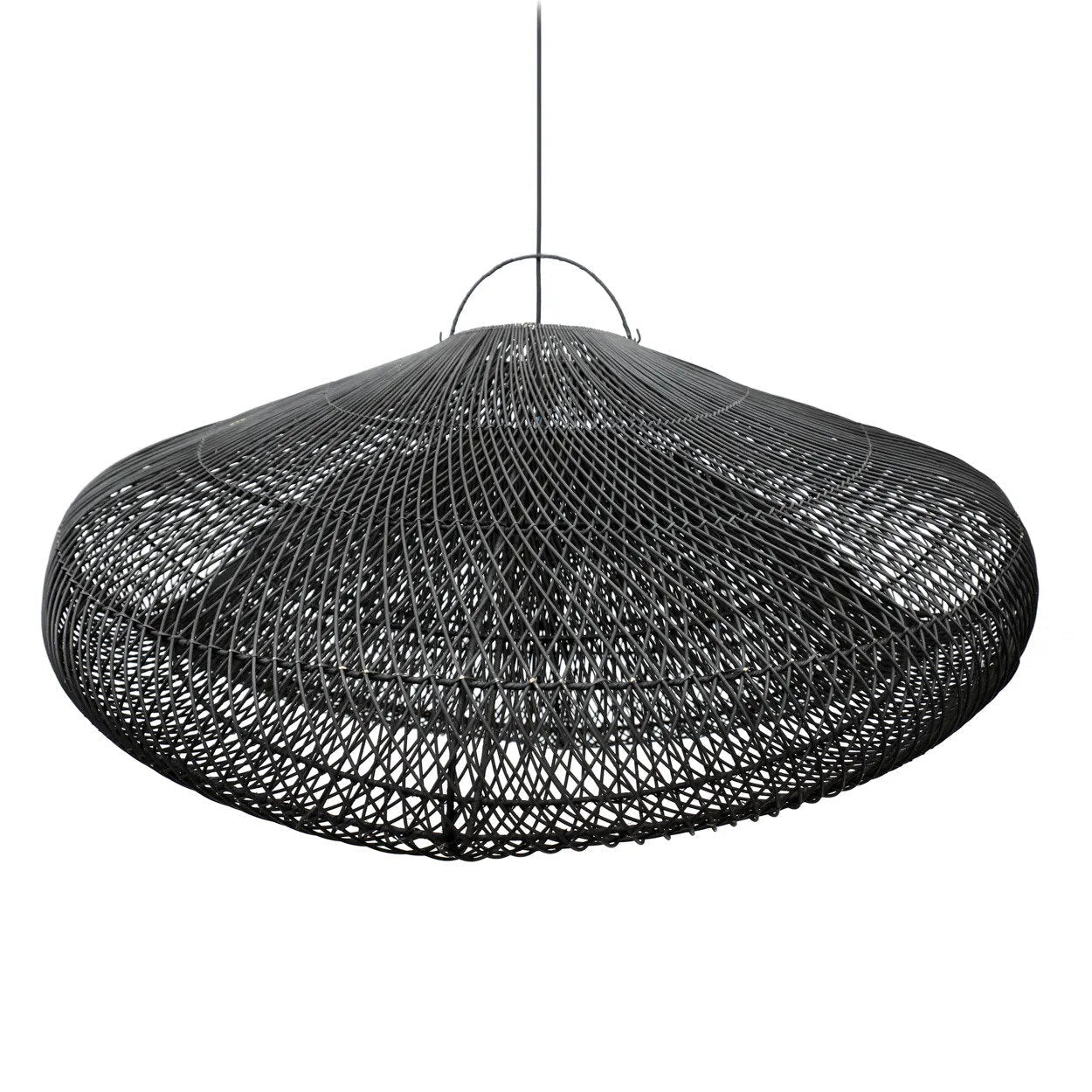 Abat-jour de suspension Cloud en rotin noir 120 cm, vue 6