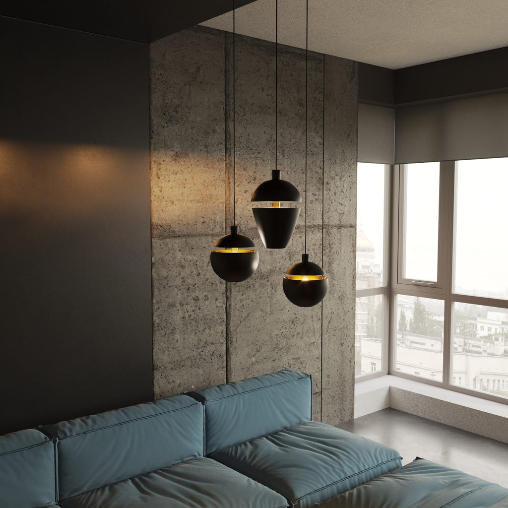 Suspension Cometshine noire et dorée (grand modèle), vue 3