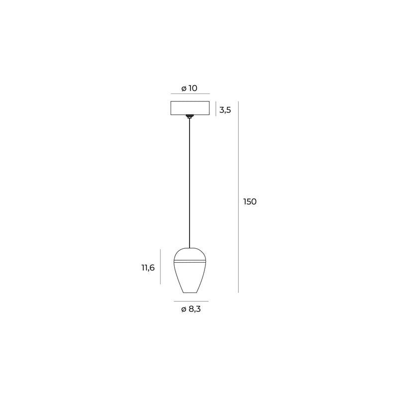 Dimensions Suspension Cometshine noire et dorée (petit modèle)