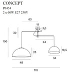 Suspension Concept dorée E27, vue 3