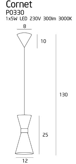 Dimensions Suspension Cornet noire