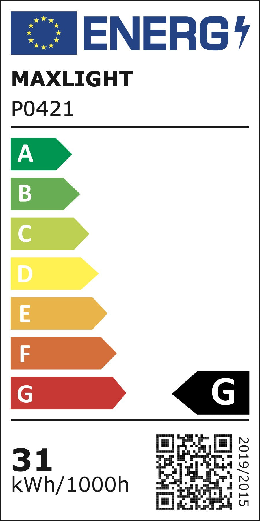 Étiquette énergie classe G de la suspension Prince ø 60 cm