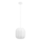 Suspension Coventry globe blanc nervuré en résine organique câble blanc, fond blanc