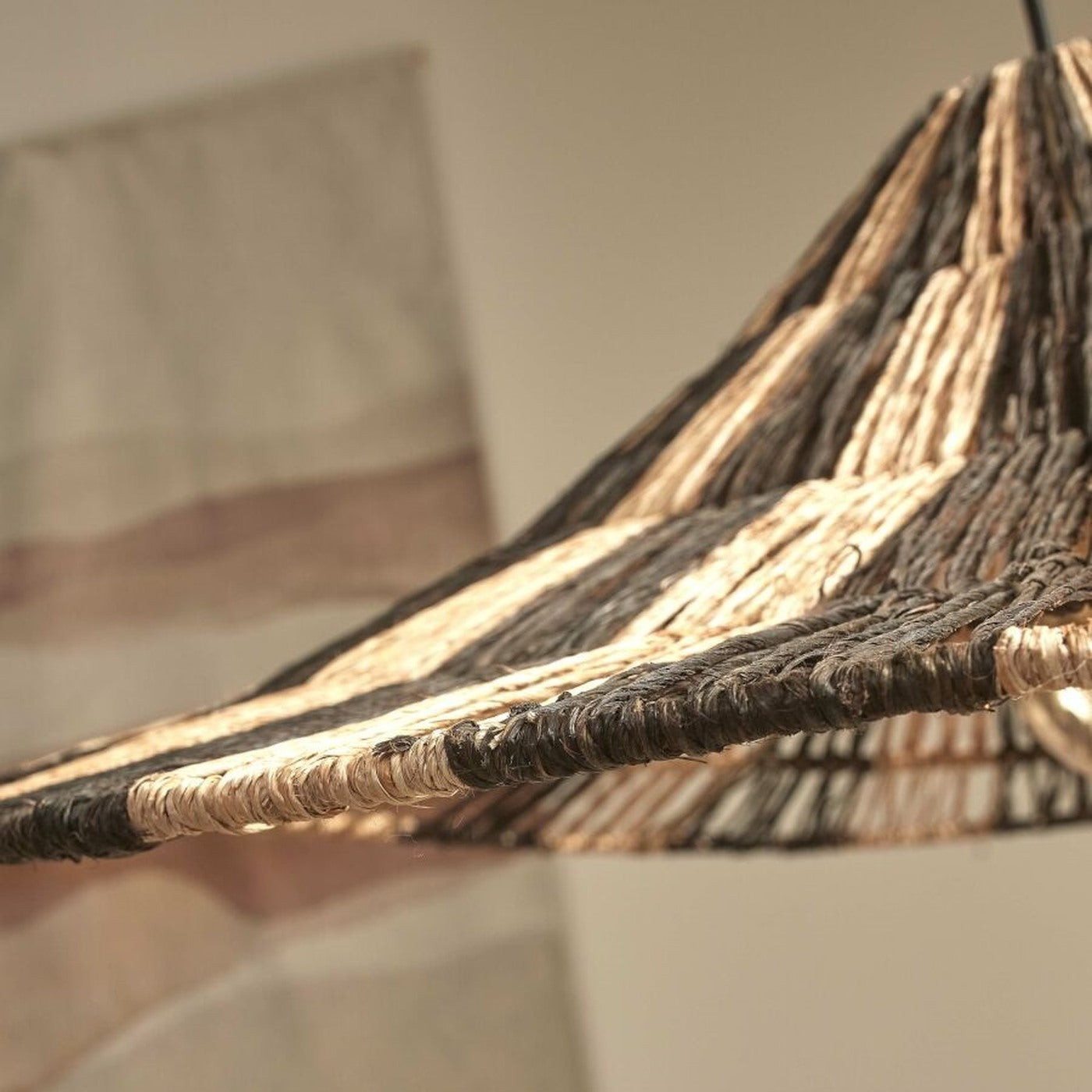 Suspension Cuzco jute naturel et noir 65 cm E27, vue 5