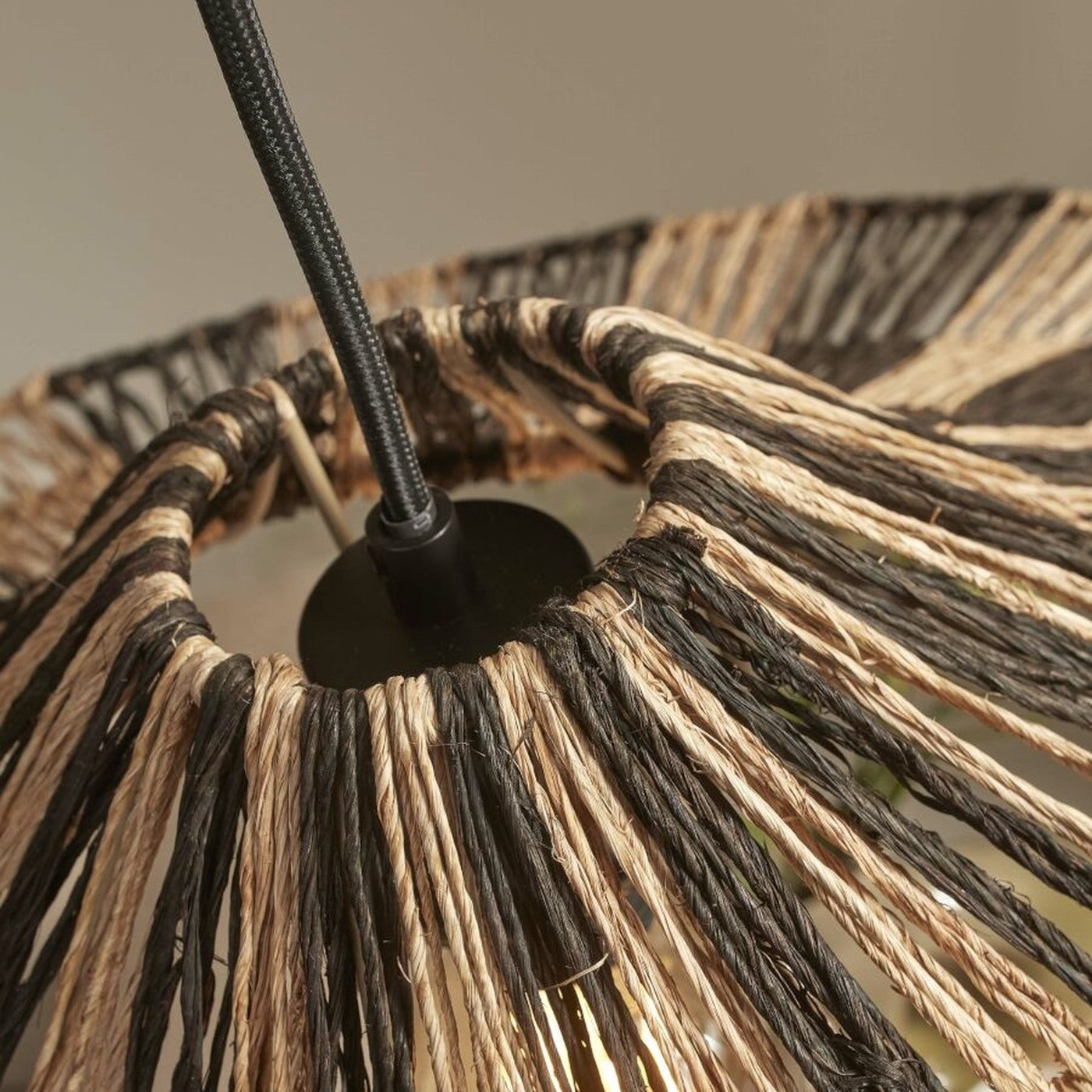 Suspension Cuzco jute naturel et noir 65 cm E27, vue 6