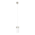 Suspension Fusion métal gris bague à motif de losanges et cylindre de verre transparent sur fond blanc