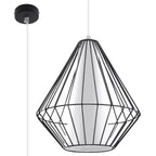 Suspension Demi en métal noir, cage géométrique en forme de gemme allongée