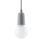 Suspension Diego 1 en gris avec ampoule décorative